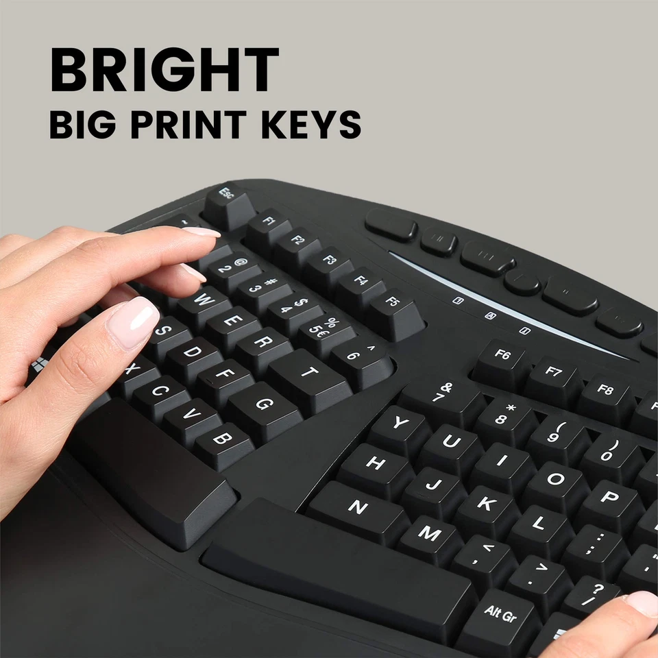 PERIBOARD-312 Ergonomic Backlit Keyboard with Split Design Big Print Keys 2 E... - Bild 3 von 4