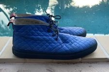 Del Toro Blue Quilted Leather Lace Up Sneakers Sz 15 Made In Italy