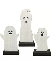 Wooden Ghost Sitters /Halloween Fall Autumn Primitive set of 3