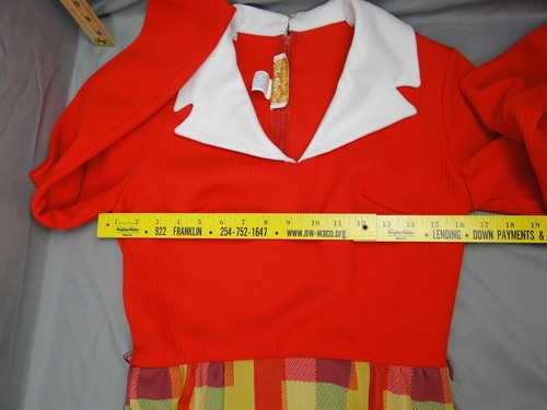 Vintage Momentum Kleid rot V-Ausschnitt Color Block Langarm volle Länge 60er 70er - Bild 4 von 23