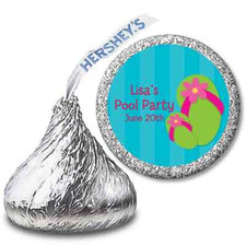 Flip Flop Girl - Personalized Hershey Kiss Birthday Party Sticker Labels - 108