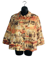 Chicos Size 2 L/12 3/4 Sleeve Sedona Escape Atalia Button Jacket Linen Cotton