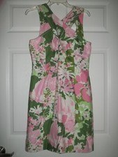 Talbots PINK/GREEN/WHITE Lg FLORAL Criss Cross HALTER DRESS 10