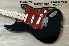 2025 Elite® Stratocaster Black Guitar w/ MODs Strat SSS Tortoise P/Guard DEMO