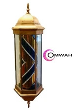 Rotating Barber Pole Light LED Red White Blue Stripes  Hair Salon Signal Light