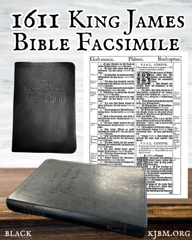 Kjv Original 1611 King James Bible KJV AV1611 Facsimile Black w/ Apocrypha ...