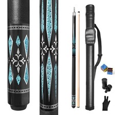 2-Piece Canadian Maple Pool Cue Stick with Portable Hard Case -12.5mm Leather...