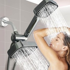 ABS 4-Inch Dual Shower Head Combo with Handheld Rainfall Shower Fixture Chrome