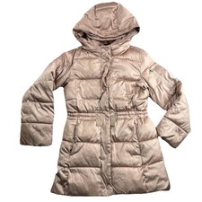 GAP Kids Puffer Long Jacket Coat XL 12 Rose Gold Quilted Hoodie READ