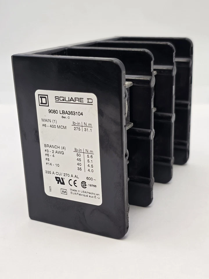 Square D 9080LBA363104 Power Distribution Terminal Block 335A 600V 3P 6-400 MCM - Image 2 of 4