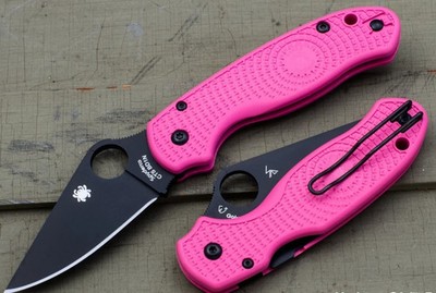 SPYDERCO PARA 3 LIGHTWEIGHT FOLDING KNIFE PINK FRN BLACK CTS-BD1N SS C223PPNBK