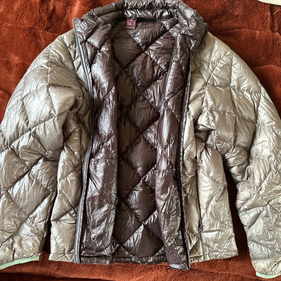Vintage Montbell Diamond Down MINK beige Puffer Jacket with burgundy red lining - Image 2 of 4