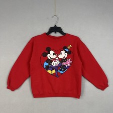 VINTAGE Disney Mickey Co Sweatshirt Youth Large Mickey Minnie Heart Valentines