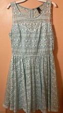 Heartsoul Mint Green Lace Geometric Fit & Flare Mini Dress