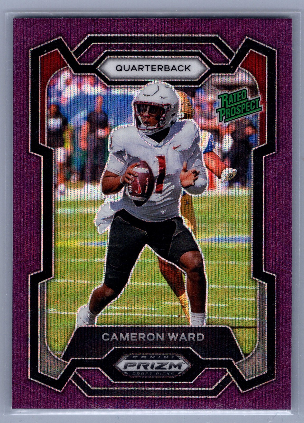 2024 Panini Prizm Draft Picks Cameron Ward Purple Wave #199