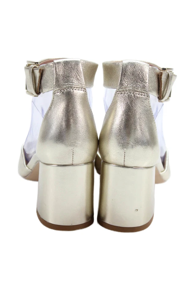 Sandália Salto Nordstrom Feminina Couro Tira no Tornozelo Nolomito Dourada Tamanho 6.5 Média - Imagem 4 de 4