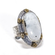 Rainbow Moonstone Gemstone Handmade 925 Sterling Silver Jewelry Ring Size 9 P821