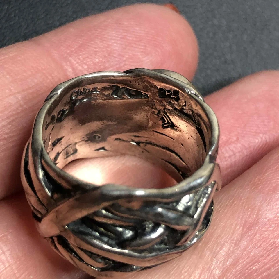 7146 Silpada Retired Israel Sterling Silver 925 Pearl Coin mermaid ring sz 8 13g - Image 3 of 3