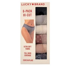 Lucky Brand Women's Underwear Hi Cut 6Pk Large Full Back Coverage Stay in Place