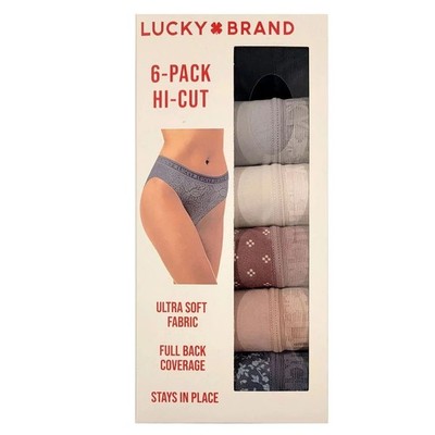 Lucky Brand Women's Underwear Hi Cut 6Pk Small Full Back Coverage Stays in Place
