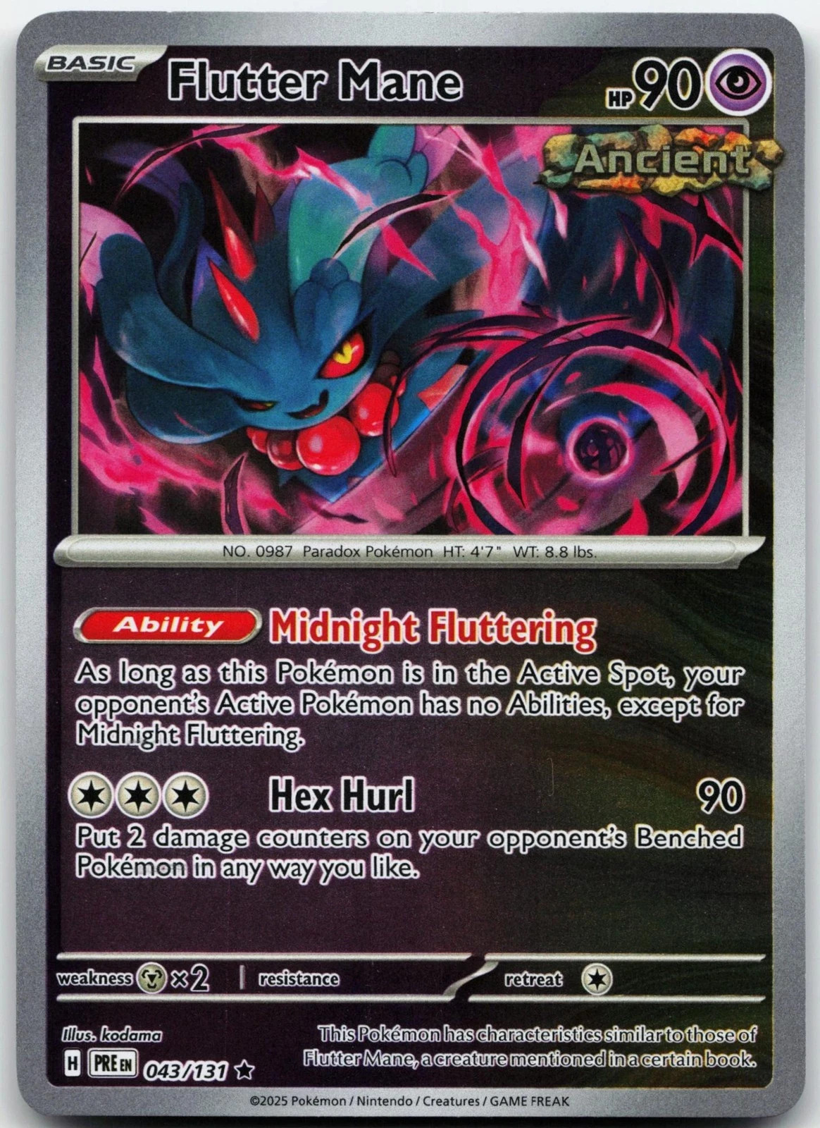 FLUTTER MANE 043/131 HOLO RARE SV: PRISMATIC EVOLUTIONS POKEMON HOLO NM