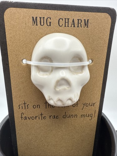 Rae Dunn Death Before Decaf Black Mug with Skull Charm Brand New - Picture 5 of 7