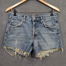 7 For All Mankind Jean Shorts Womens 29 (Fits 31x4) Cutoff Button Fly USA Made