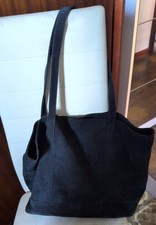 Borsa Shopper in Vera Pelle Scamosciata Blu Notte — Maxi Tote Morbida a Spalla