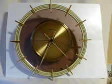 Vintage - Diehl Electro Glas Messing - Wanduhr Holz/ 50 - 60er Jahre in Braun -