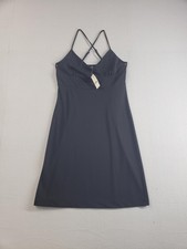 Vintage Express Dress Women 9/10 Black Slip Strappy V Neck Knee Length Casual