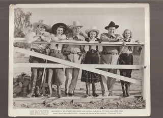 8X10 B&W PHOTO OF SCENE JACKBENNY & ANDY DEVINE & PHILE HARRIS AND 3 LADYS ?