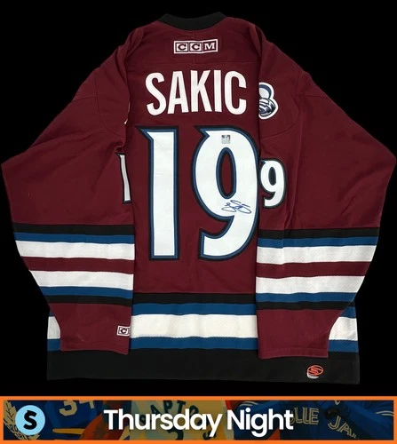 JOE SAKIC SIGNED AUTO CCM AVALANCHE HOCKEY JERSEY WITH COA