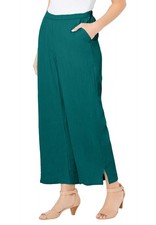 Catherines Women's Plus Size Anywear Pucker Cotton Wide Leg Pant