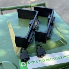 Wheelie Bin Tough Plastic Security Lock with Padlock Operation & Keys- Pack of 2