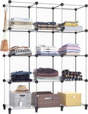 12 Cube Storage Organizer, Transparent Closet Organizers, Plastic, HOMIDEC