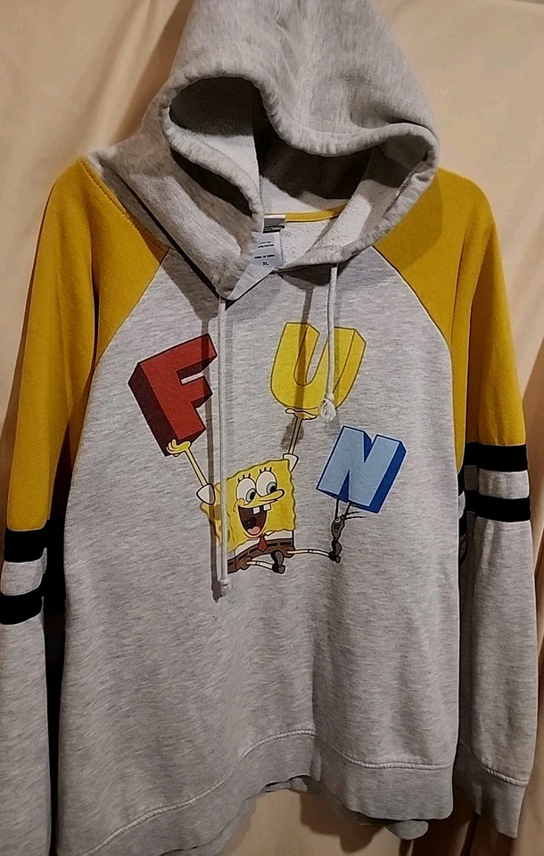 Nickelodeon Bob Esponja Pantalones Cuadrados Plancton DIVERTIDO Sudadera con Capucha Adulto XL Gris Amarillo RARO Foto 2 de 4