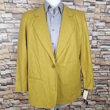 Sag Harbor Blazer Jacket Womens 16 Kiwi Beige one Button Wool NWT
