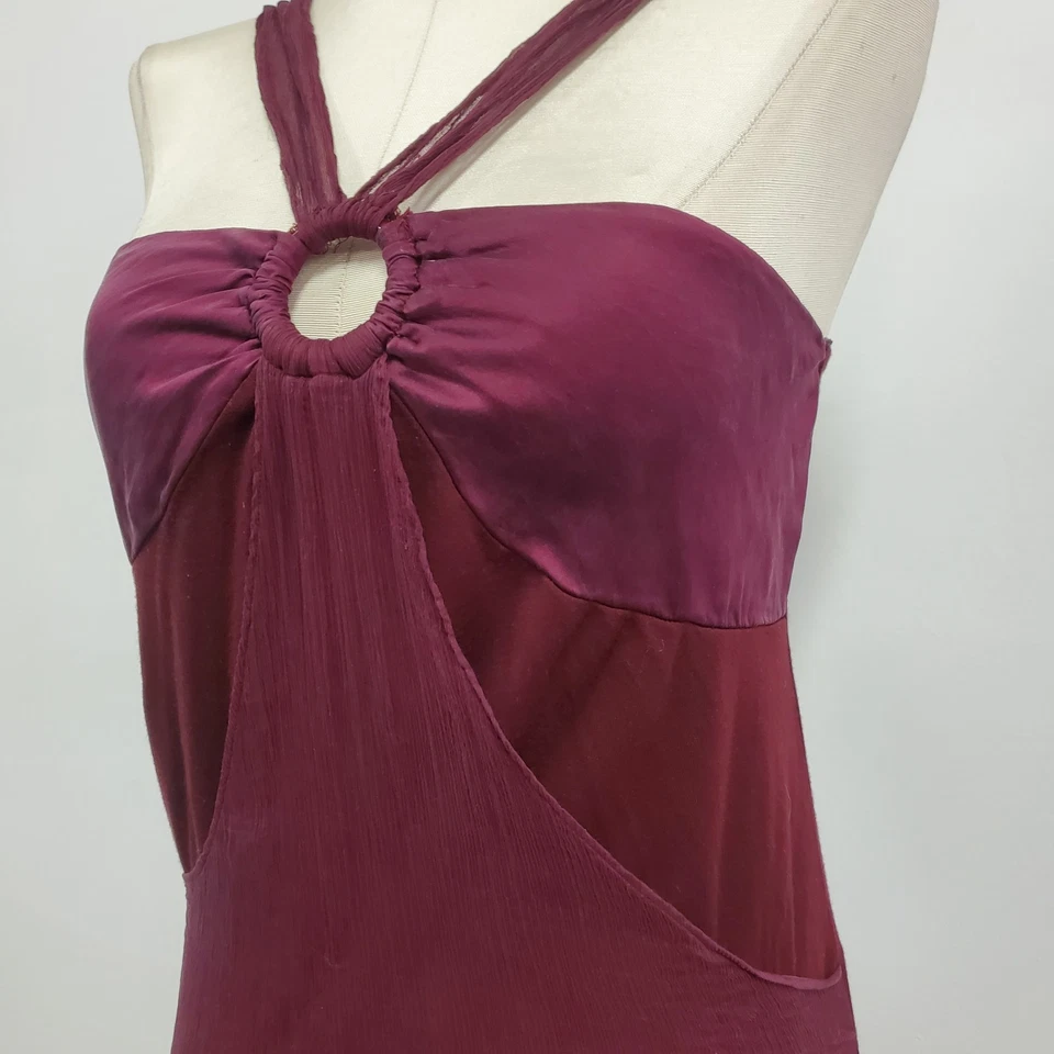 Bebe Y2K Babydoll Top Size XS Vtg Whimsigoth Fairy Grunge Silk Blend Halter Red - Image 2 of 4