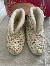 Vintage Dearfoams Warm Up Boots Slipper Booties Chris Floral Large 8-9