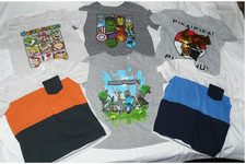 6 PC Boys Shirts Lot, Super Mario, Minecraft, Pokemon, Marvel Avengers, SZ 5 XS