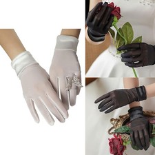 1 Pair Women Classic Stretch Short Wrist Length Gloves for Bridal Wedding Party