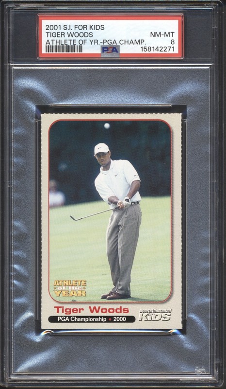 2001 Sports Illustrated For Kids Tiger Woods ATHLETE OF YEAR PGA CHAMPION PSA 8
