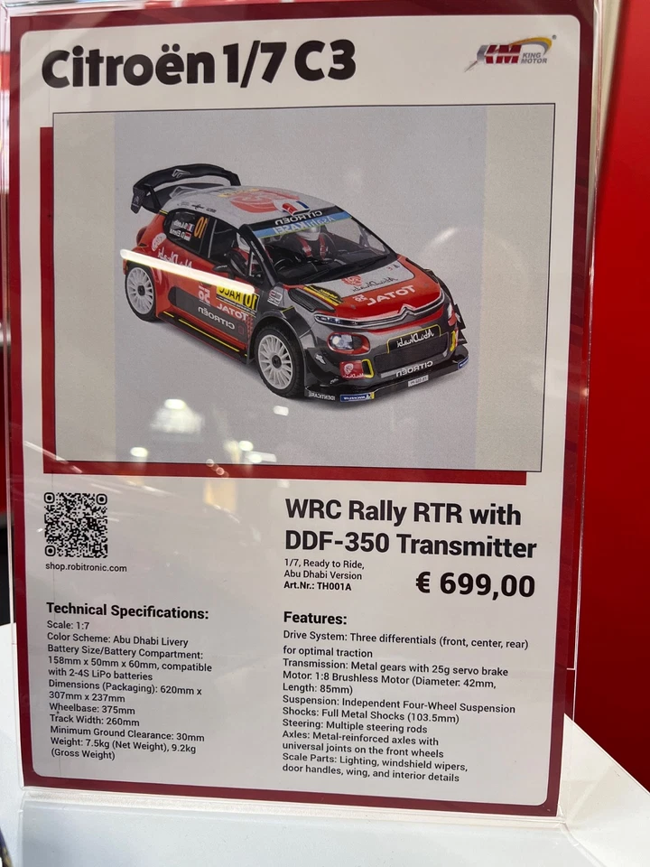 HYPER GO CITROEN C3 WRC RALLYE BRUSHLESS 4WD 1:7 RTR inc. LIPO AMEWI 21126 - Bild 2 von 4
