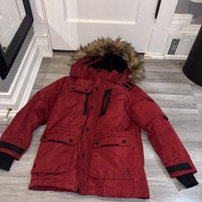 Boys DKNY Heavyweight Faux Fur Trim Hooded Winter Parka Coat Size 10/12 M