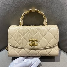 Chanel Flap Bag with Chain-Woven Top Handle Lambskin Gold Hardware [Duties Paid]