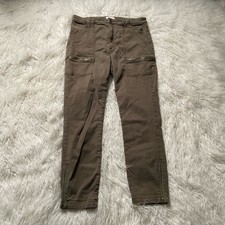Joie Park Skinny army green ankle zip cotton twill pants