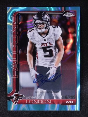 DRAKE LONDON 2025 TOPPS CHROME AUTO TEAL LAVA REFRACTOR /299 #BA-DL Q3701 - MINT