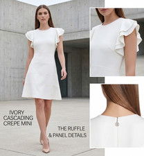 NEW Tommy Hilfiger Women's Flutter Sleeve Ivory Scuba Dress Size 6