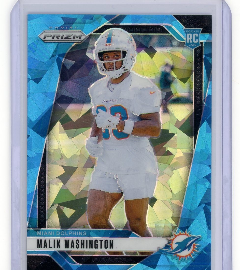 2024 Panini Prizm Malik Washington #371 Rookie RC Blue Ice Prizm /99 Dolphins