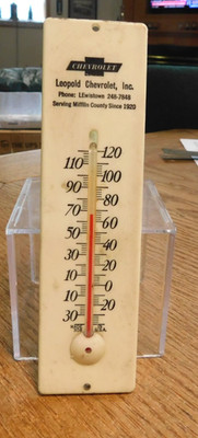 Vintage Thermometer Advertising Leopold Chevrolet Lewistown Pa.
